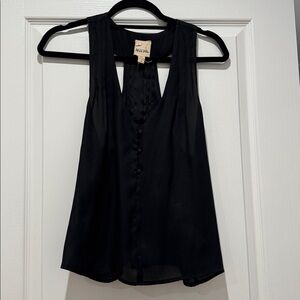 Black Sleeveless Top Button Detail